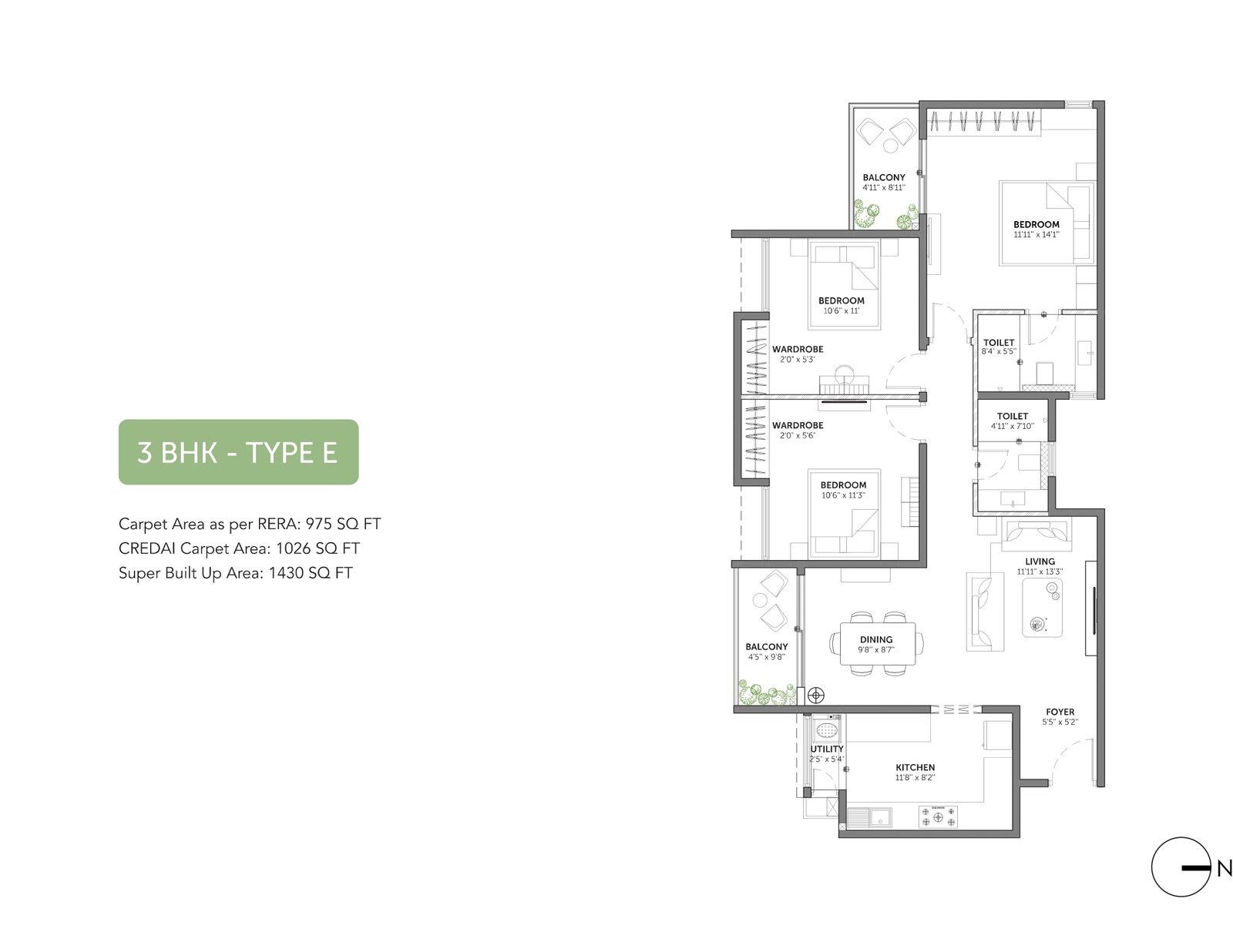 3 BHK Floor Plan